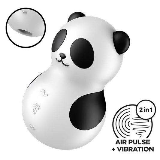 Satisfyer succionador de clítoris con vibración "Pocket Panda" - Blanco y negro