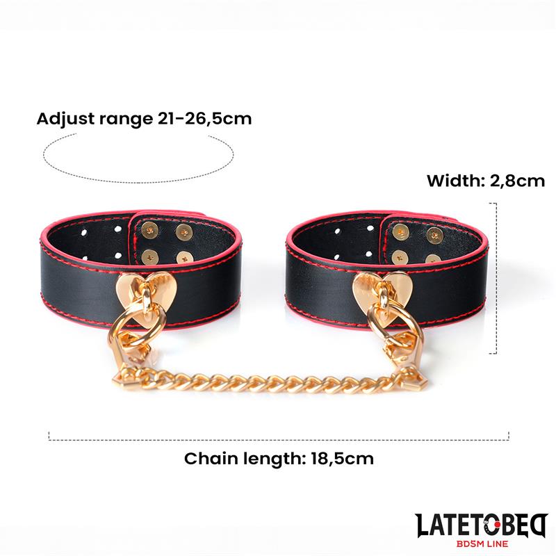 LateToBed "BDSM Line" esposas para tobillo con cadena dorada