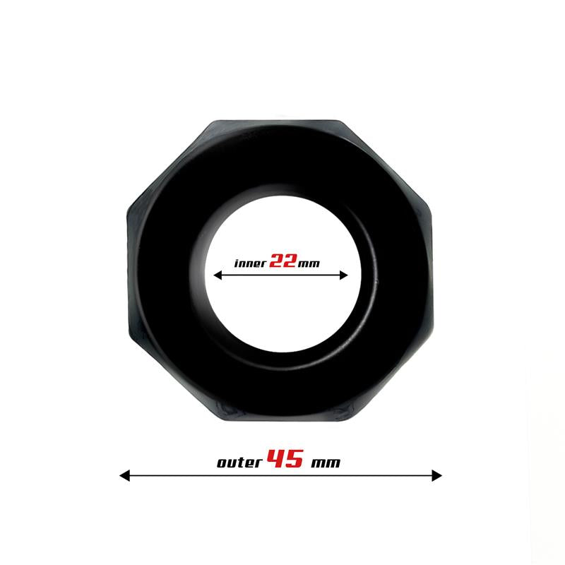 Beast Ring anillo para pene súper flexible con diseño poligonal 2.2 cm negro
