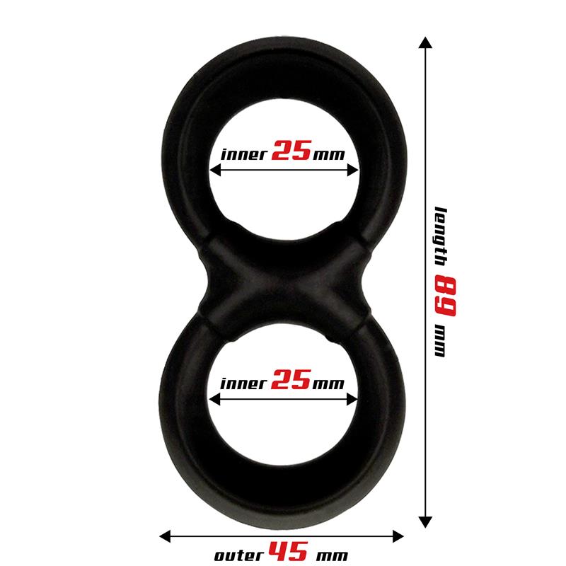Beast Ring anillo doble para pene y testículos de silicona líquida con diseño plano 2.5 cm