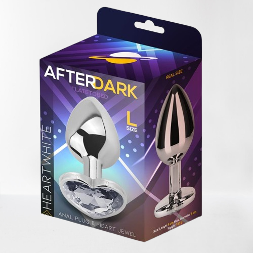 LateToBed Afterdark plug anal con joya blanca forma corazón talla L