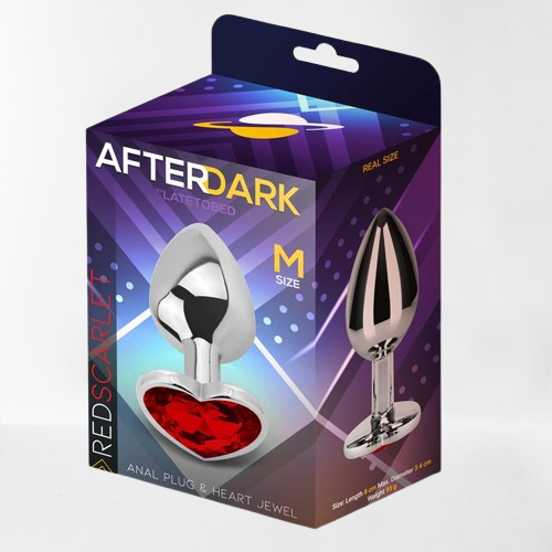 LateToBed Afterdark plug anal con joya roja forma corazón talla M