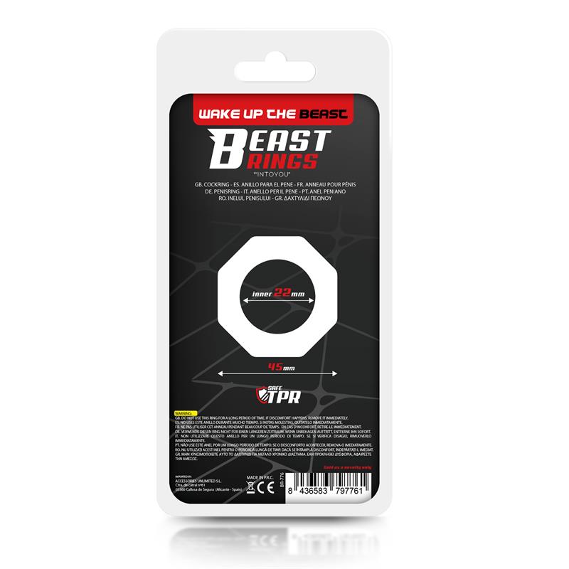 Beast Ring anillo para pene súper flexible con diseño poligonal 2.2 cm transparente