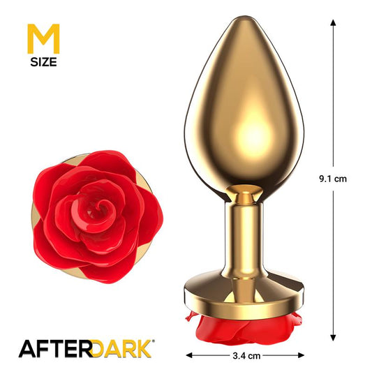 LateToBed Afterdark plug anal con rosa roja talla M dorado