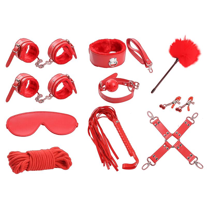 Intoyou "BDSM Line" set bondage 10 piezas rojo