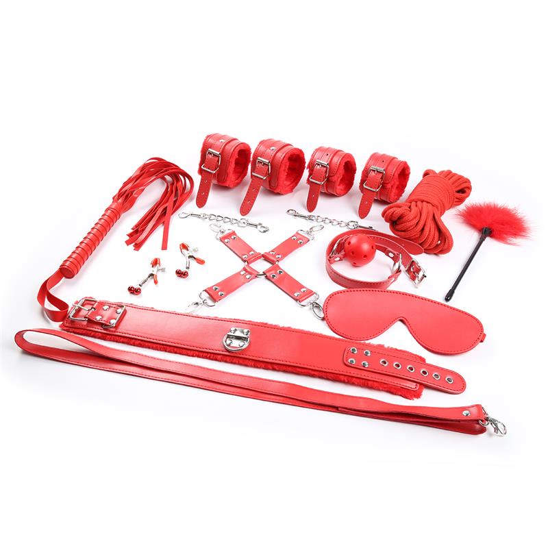 Intoyou "BDSM Line" set bondage 10 piezas rojo