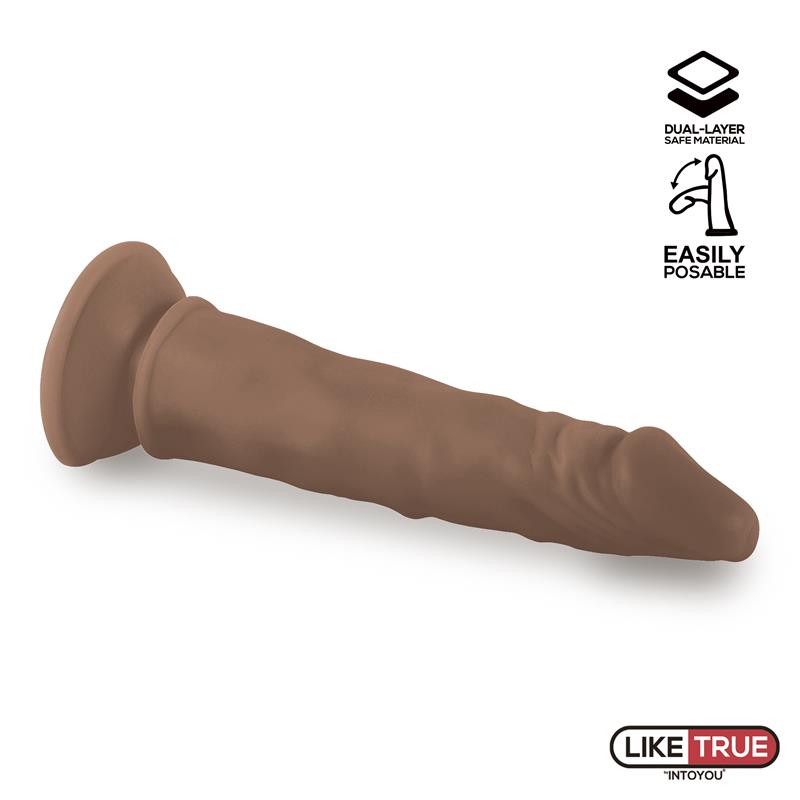 Intoyou LikeTrue dildo hiper realista articulable "Lenser" dual layer 20,5 cm marrón