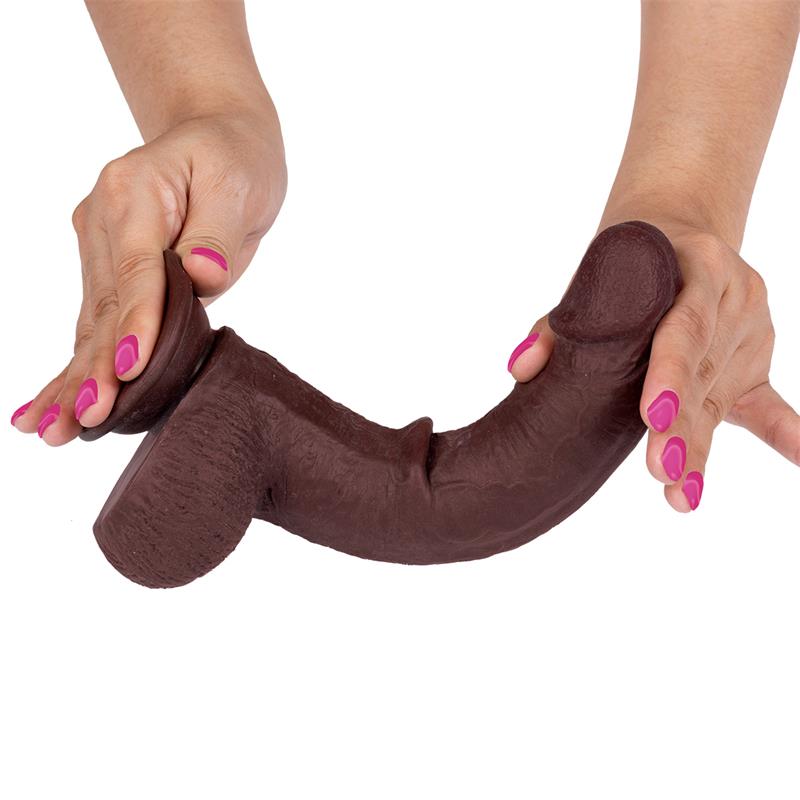 Intoyou LikeTrue dildo hiper realista con dual layer retráctil y articulable "Slidy" 22,5 cm negro