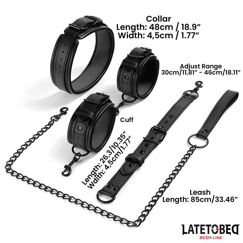 LateToBed "BDSM Line" restricciones con collar, correa y esposas