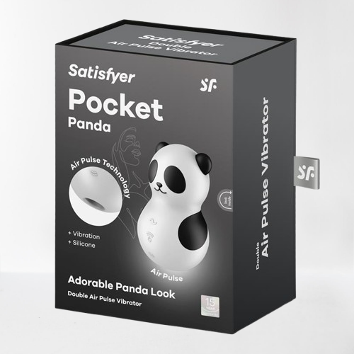 Satisfyer succionador de clítoris con vibración "Pocket Panda" - Blanco y negro