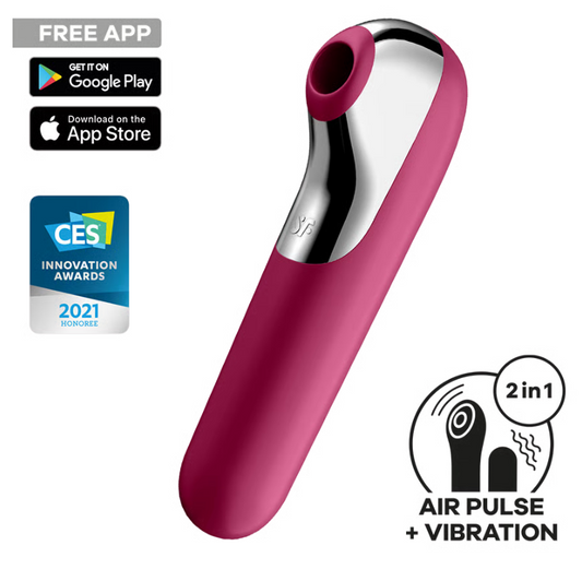 Satisfyer succionador de clítoris con vibración "Dual Love" rojo (con app)