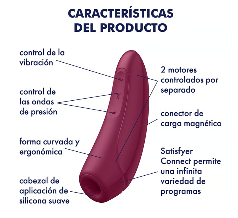 Satisfyer succionador de clítoris con vibración "Curvy 1" rojo (con app)