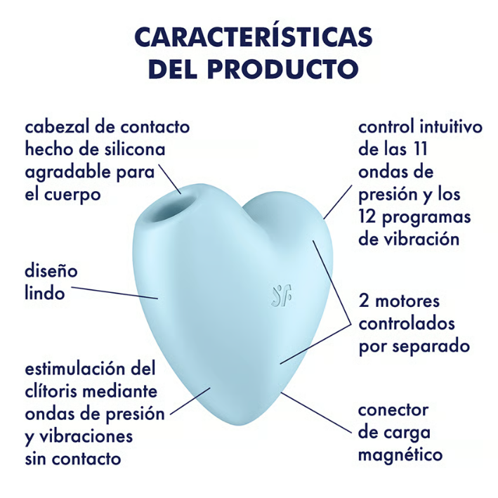 Satisfyer succionador de clítoris con vibración "Cutie Heart" azul