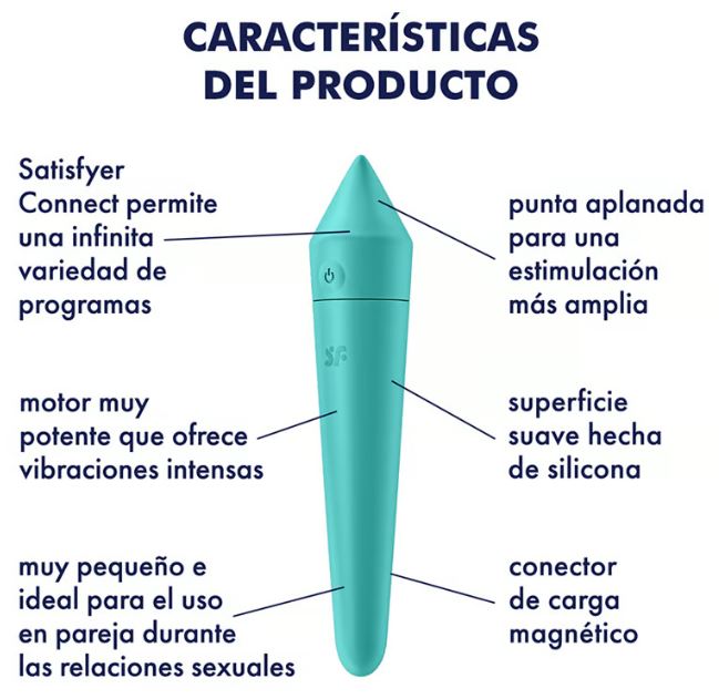 Satisfyer vibrador "Ultra Power Bullet 8" turquesa (con app)