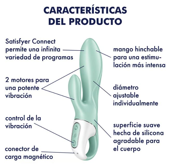 Satisfyer vibrador con inflado "Air Pump Bunny 5+" (con app)