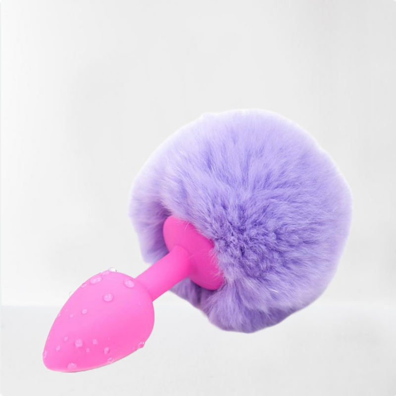 LateToBed Afterdark plug anal rosa con pompón púrpura claro talla S