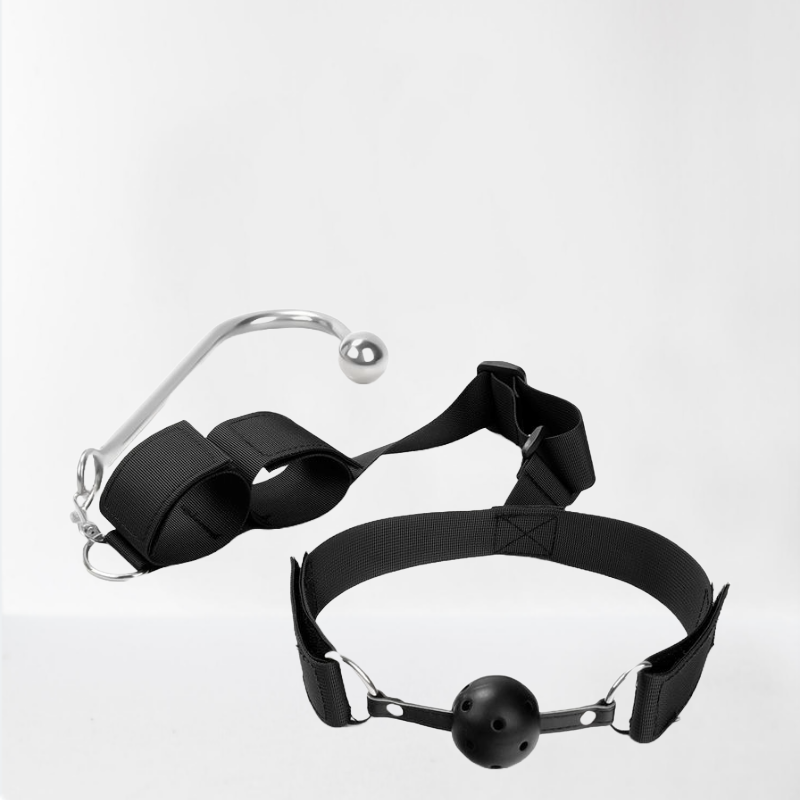 LateToBed "BDSM Line" ataduras con mordaza, esposas y gancho anal
