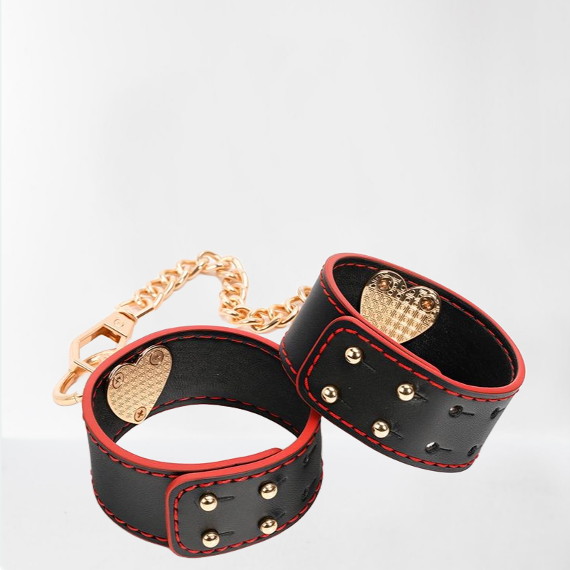 LateToBed "BDSM Line" esposas para tobillo con cadena dorada