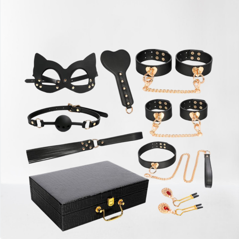 LateToBed "BDSM Line" set bondage de 8 piezas con maletín de almacenaje