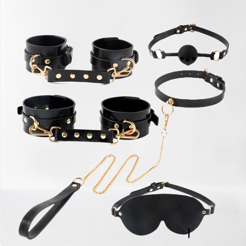 LateToBed "BDSM Line" set de bondage 8 piezas con bolsa de almacenaje