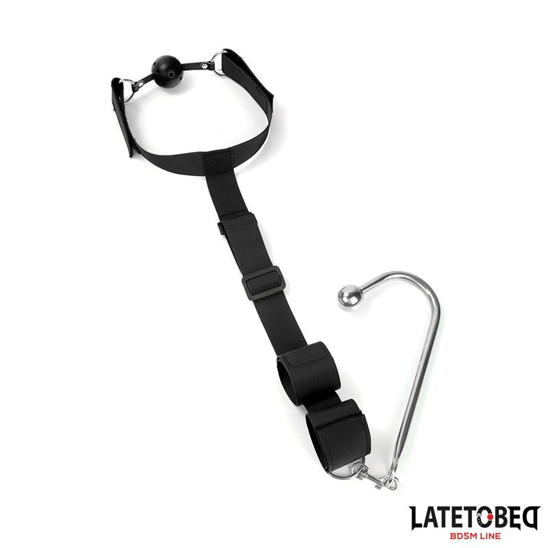 LateToBed "BDSM Line" ataduras con mordaza, esposas y gancho anal