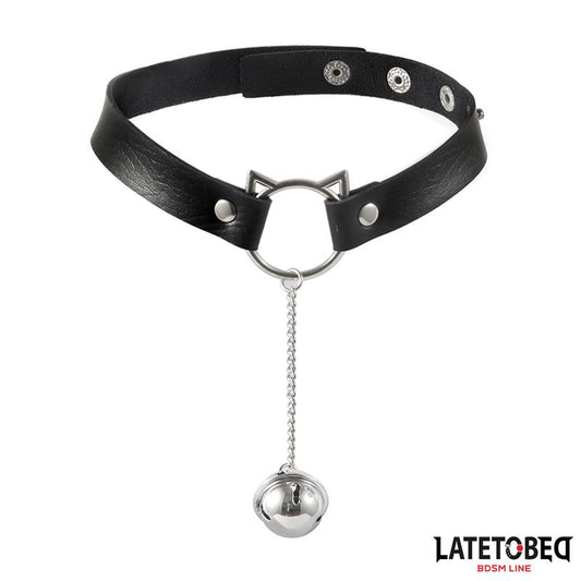 LateToBed "BDSM Line" choker con aro con orejitas y cascabel