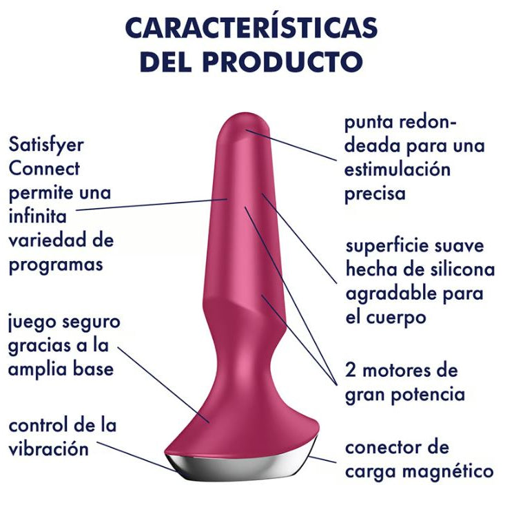 Satisfyer vibrador anal con app "Plug-ilicious 2" - Rojo púrpura