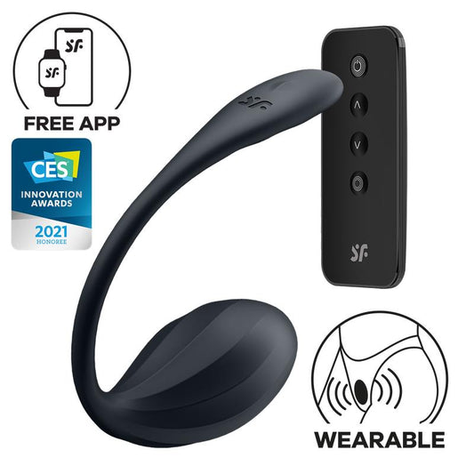 Satisfyer vibrador de braguita "Ribbed Petal" negro (con app)