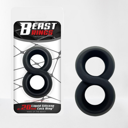 Beast Ring anillo doble para pene y testículos de silicona líquida con diseño plano 2 cm