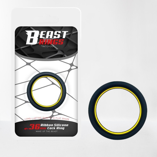 Beast Ring anillo para pene de silicona sólida con diseño plano 3.6 cm amarillo y negro