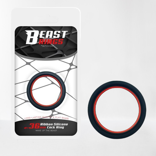 Beast Ring anillo para pene de silicona sólida con diseño plano 3.6 cm rojo y negro
