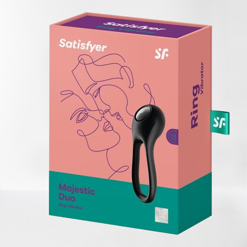 Satisfyer anillo vibrador de lazo rotatorio "Majestic Duo" - Negro