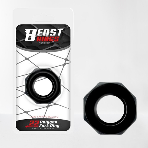 Beast Ring anillo para pene súper flexible con diseño poligonal 2.2 cm negro