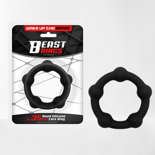 Beast Ring anillo para pene de silicona sólida con diseño 5 bolas 3.5 cm