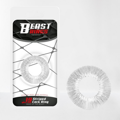 Beast Ring anillo para pene súper flexible con diseño estriado 1.9 cm transparente