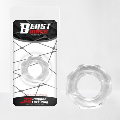 Beast Ring anillo para pene súper flexible con diseño poligonal 2.2 cm transparente