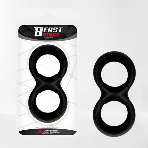 Beast Ring anillo doble para pene y testículos de silicona líquida con diseño plano 2.5 cm