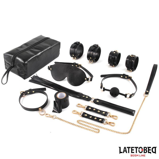 LateToBed "BDSM Line" set de bondage 8 piezas con bolsa de almacenaje
