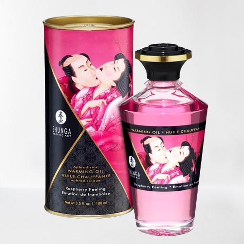 Shunga aceite de masaje premium "efecto calor - frambuesa"