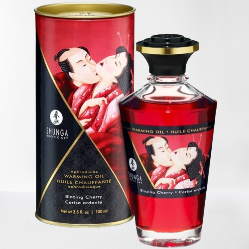 Shunga aceite de masaje premium "efecto calor - cereza ardiente"