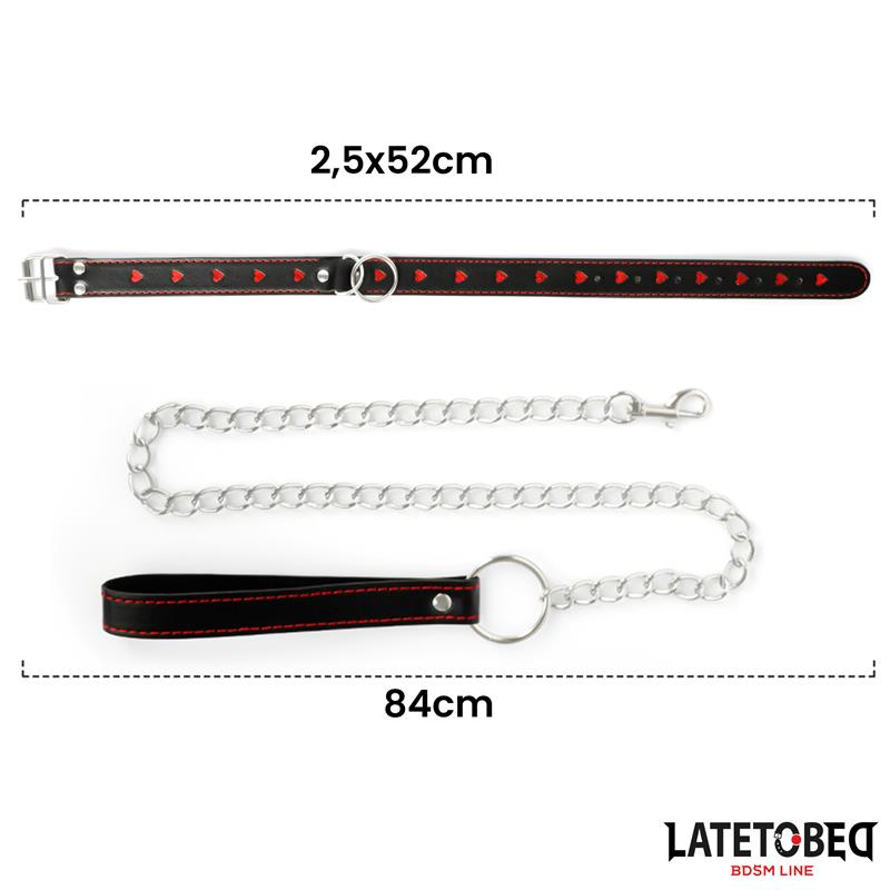 LateToBed "BDSM Line" collar con correa 52 cm