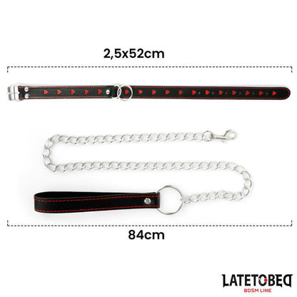 LateToBed "BDSM Line" collar con correa 52 cm