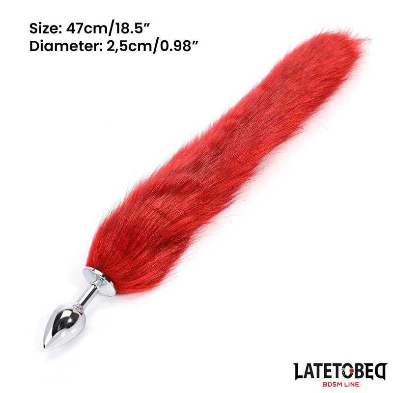 LateToBed "BDSM Line" plug anal con cola rojo vino 40 cm
