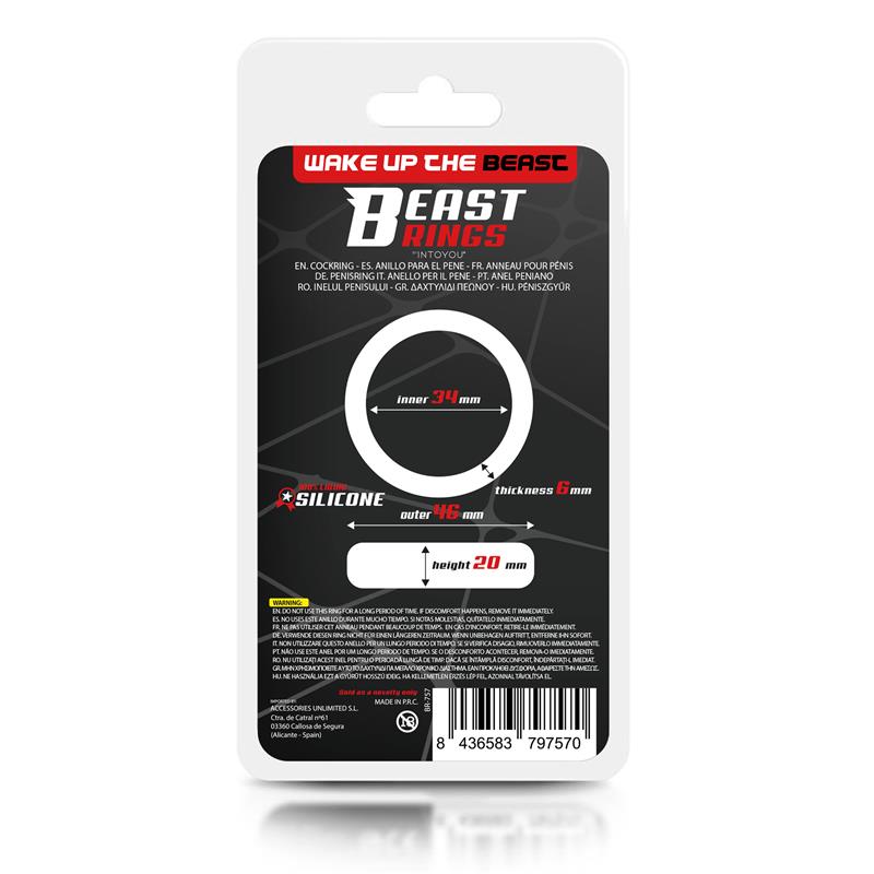 Beast Ring anillo para pene de silicona sólida con diseño plano 3.4 cm