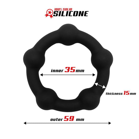 Beast Ring anillo para pene de silicona sólida con diseño 5 bolas 3.5 cm
