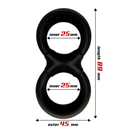 Beast Ring anillo doble para pene y testículos de silicona líquida con diseño plano 2.5 cm