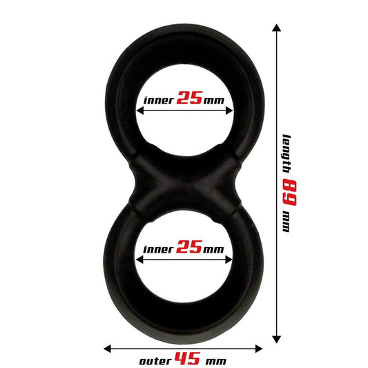 Beast Ring anillo doble para pene y testículos de silicona líquida con diseño plano 2.5 cm