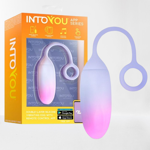 Intoyou huevo vibrador de silicona doble capa rosa/azul (con app)