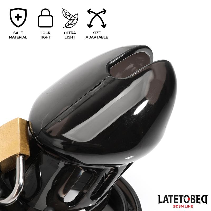 LateToBed BDSM Line jaula de castidad universal corta negra