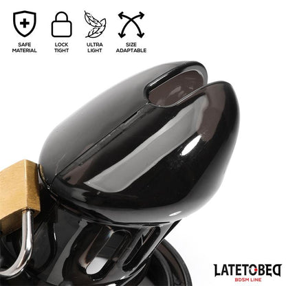 LateToBed BDSM Line jaula de castidad universal corta negra
